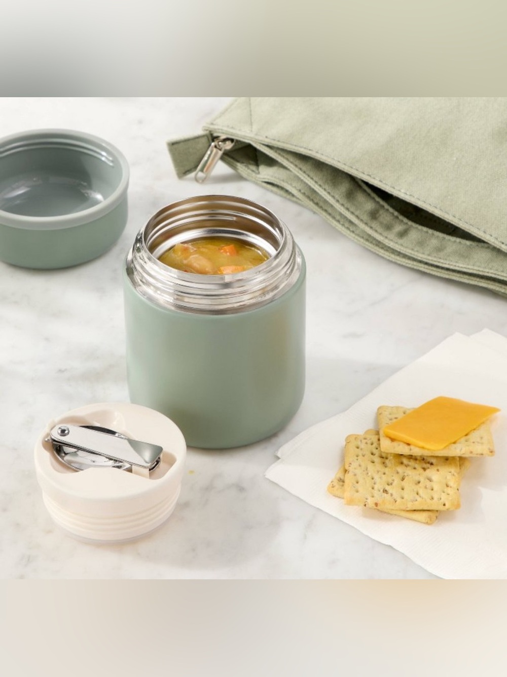 Set of Two 13.5oz Double Walled Stainless Steel Vacuum Food Jar with Spoon - Picture 10 of 11